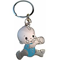 Los mejores  - Llavero para bautizo bebe niño- PERSONALIZADO con nombre y fecha. Pack10
